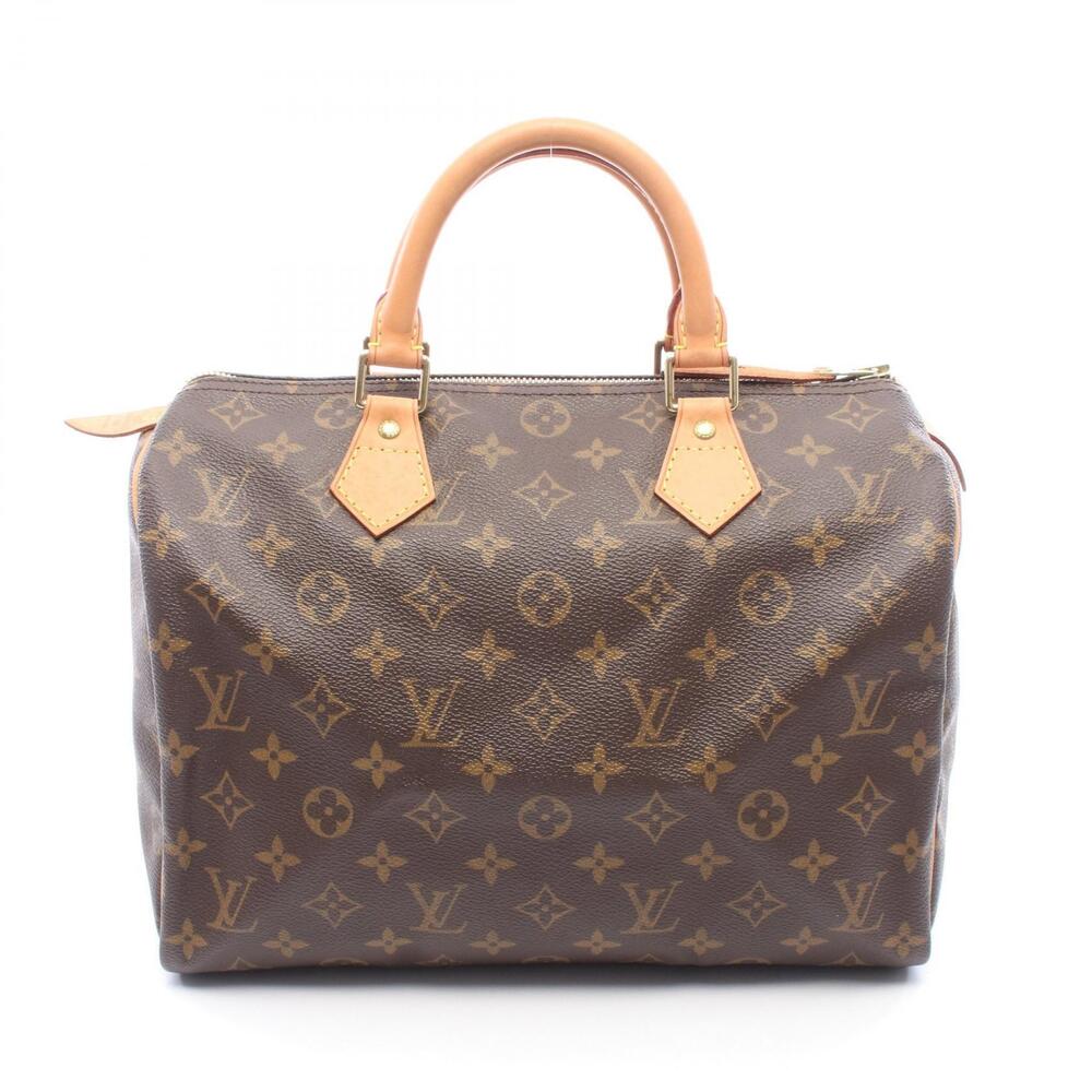 Louis Vuitton Speedy Monogram Top Handle Bag Canvas Leather Brown